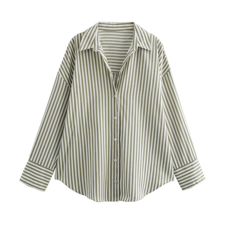 Women's Oversized Shirt Blouse with Dropped Shoulder and Classic Button Placket Mune Fashion