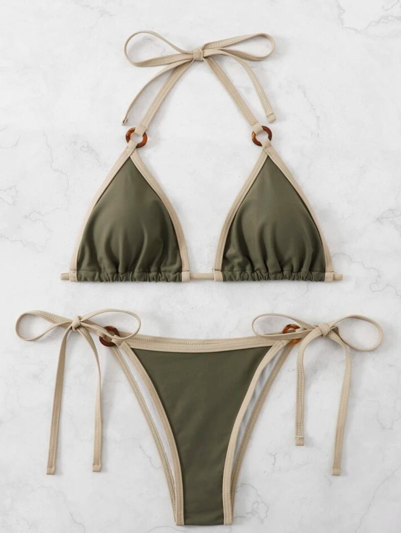 Ladies triangle bikini with adjustable straps and ring details Mune Fashion