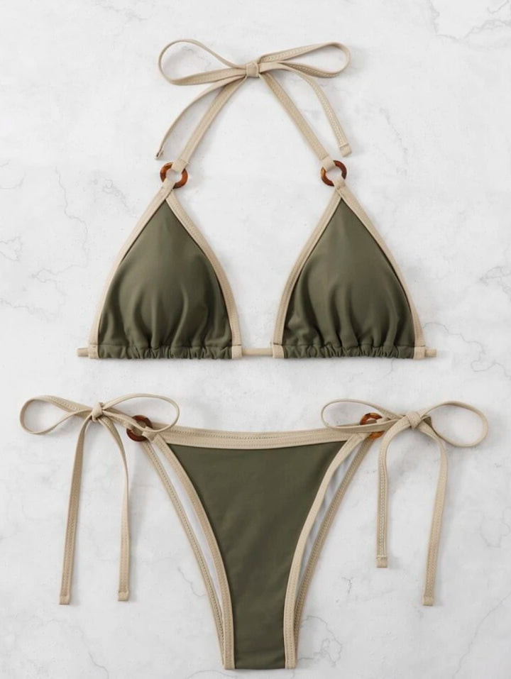 Ladies triangle bikini with adjustable straps and ring details Mune Fashion