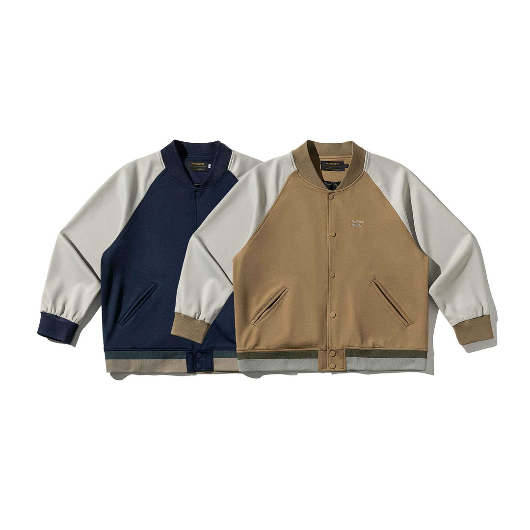 Unisex Short-cut College Bomber Jacket in Material Mix with Raglan Sleeves Mune Fashion