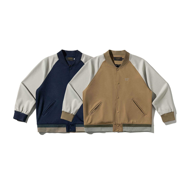 Unisex Short-cut College Bomber Jacket in Material Mix with Raglan Sleeves Mune Fashion