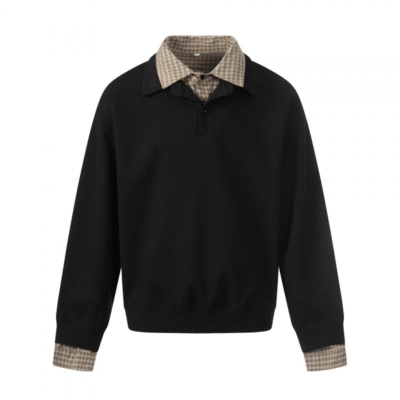 Men's sweatshirt with integrated shirt collar and layering look Mune Fashion