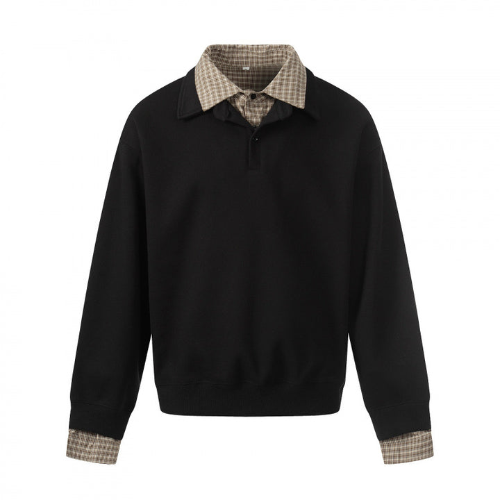Men's sweatshirt with integrated shirt collar and layering look Mune Fashion