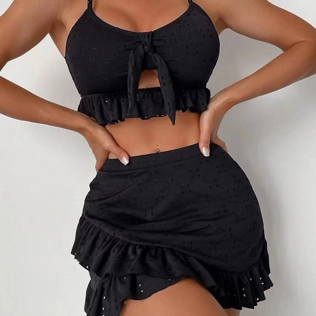 Women Crop Top and Mini Skirt Set with Playful Ruffle Details Mune Fashion