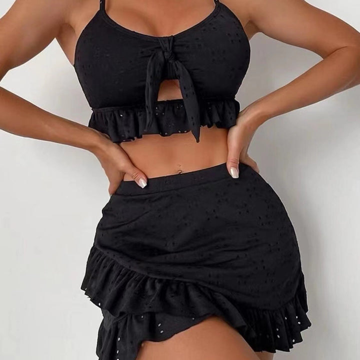 Women Crop Top and Mini Skirt Set with Playful Ruffle Details Mune Fashion