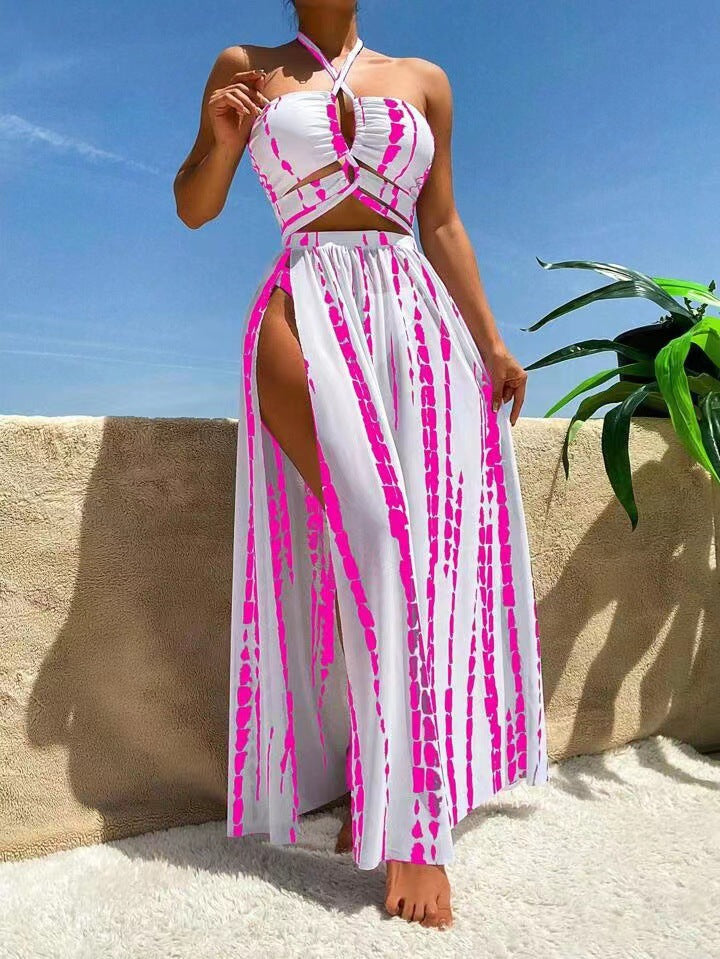 Women's Airy Beach Dress with Deep Neckline and Side Slit Mune Fashion