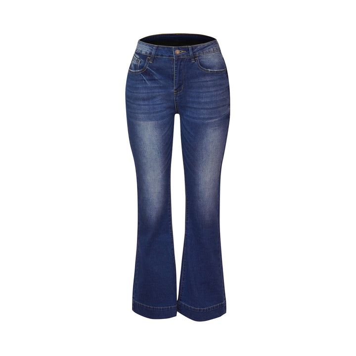 Ladies High-Waist Flared Jeans with Tailored Cut and Decorative Front Seam Mune Fashion