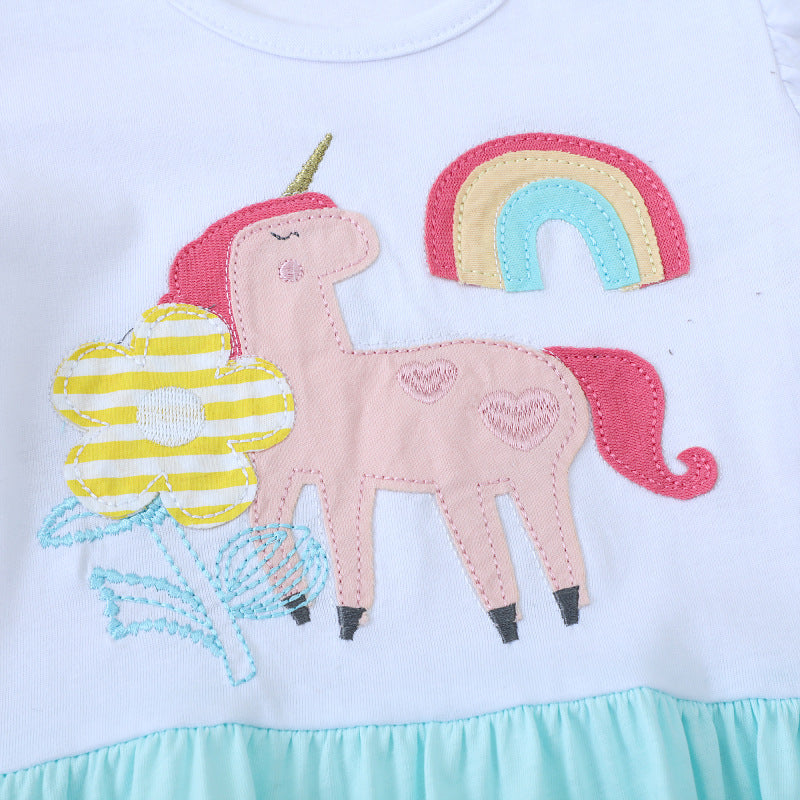Girls cotton dress with enchanting unicorn motif Mune Fashion
