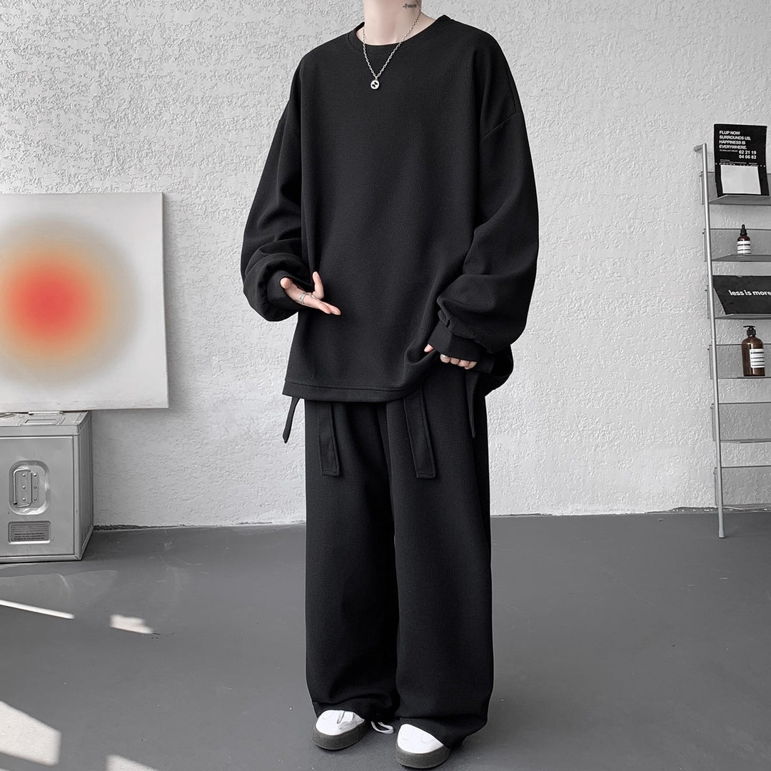Unisex Casual Oversized Lounge Set made of Waffle Knit with Cargo Ties Mune Fashion