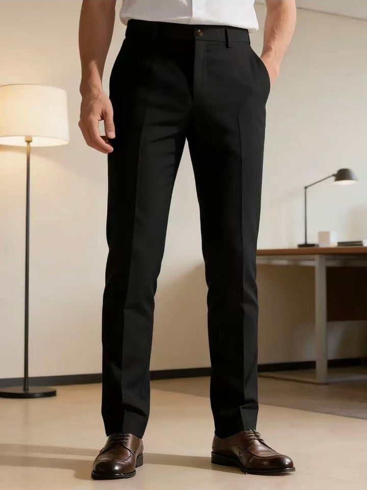 Men's narrow-cut dress pants with crease, flat waistband, and stretch comfort Mune Fashion