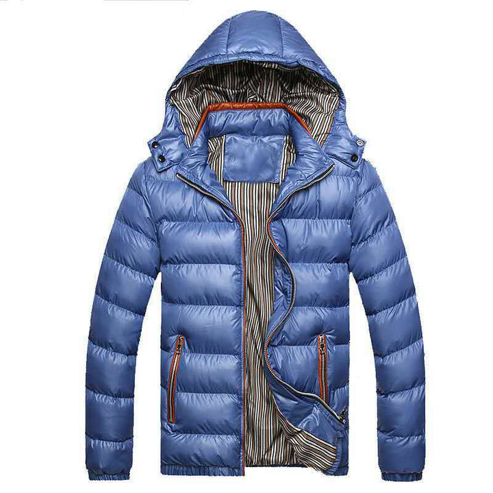 Men's Lightweight Padded Jacket with Hood, Thermal Insulation and Striped Lining Mune Fashion