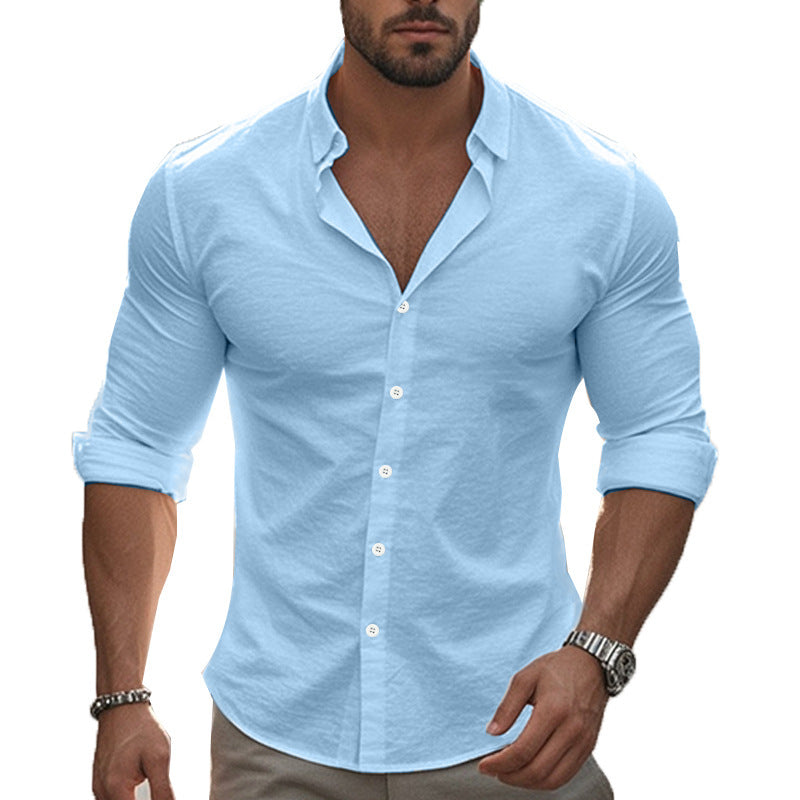 Men's Elegant Long Sleeve Shirt with Modern Collar and High-Quality Cotton Texture Mune Fashion