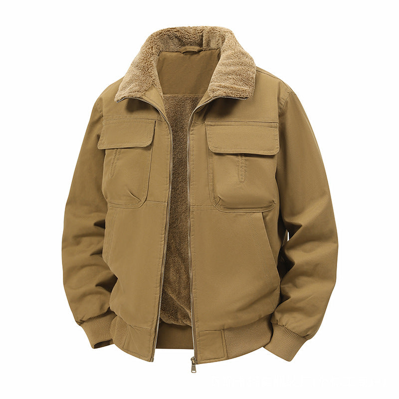 Men's thermo bomber jacket with full zip, sherpa collar, and utility pockets Mune Fashion