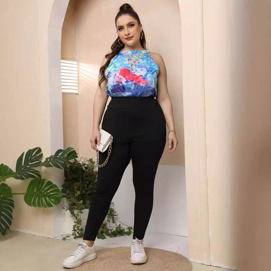 Women's casual top with modern cut-outs and colorful tie-dye pattern Mune Fashion