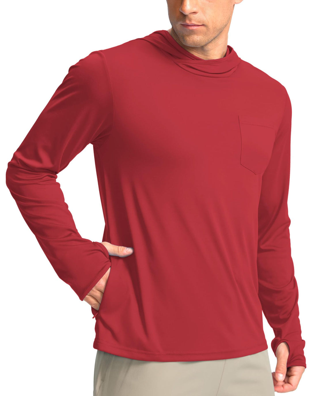 Men's functional shirt with hood and pockets
