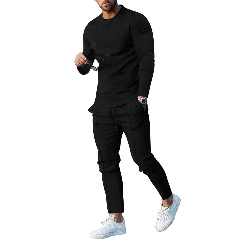Men's athletic long sleeve and seam detail jogging pants set with slim fit Mune Fashion