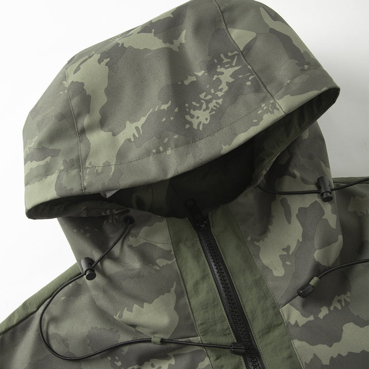 Men's camouflage anorak with hood, half zipper and water-repellent coating Mune Fashion