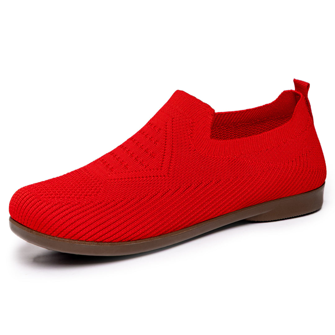 Women's knitted comfort slip-on half shoe with sock-like shaft, padded memory insole and flexible lightweight sole Mune Fashion