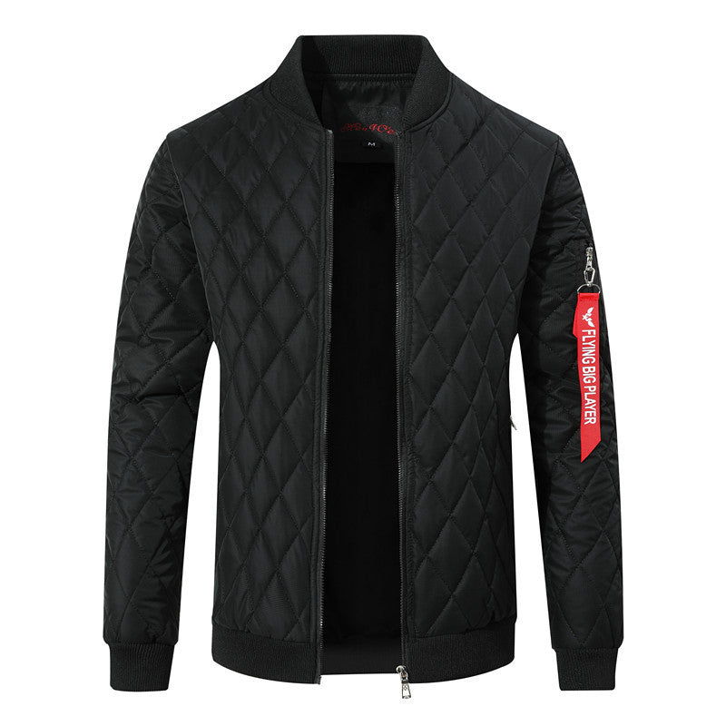 Men's Quilted Bomber Jacket with Diamond Quilting and Arm Pocket Mune Fashion