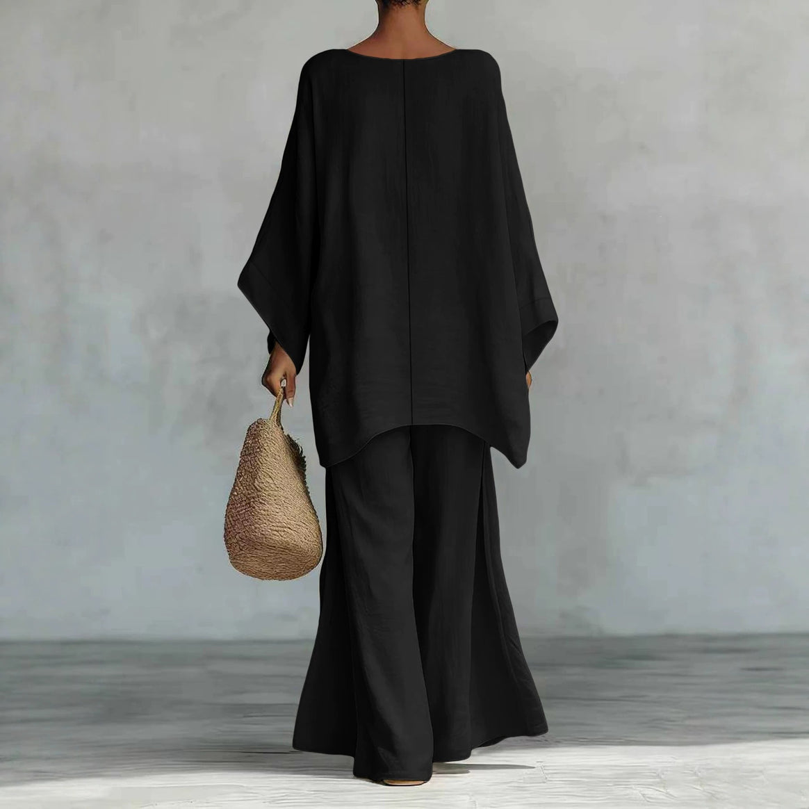 Women Casual Oversized Kaftan Top with Wide Palazzo Pants Mune Fashion