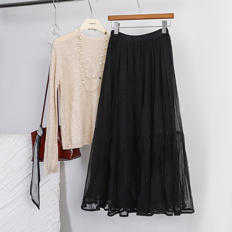 Women's voluminous tiered tulle skirt with elasticated waistband and opaque lining Mune Fashion