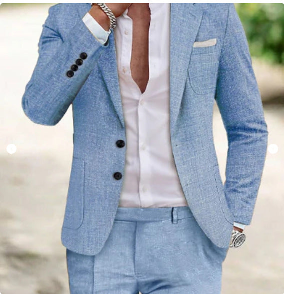 Men's summer seersucker suit with unlined jacket, slim fit, and pleated trousers Mune Fashion