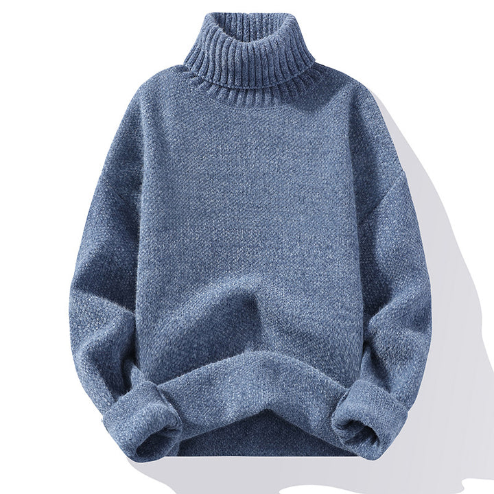 Men's turtleneck sweater made of boucle fine knit with ribbed cuffs Mune Fashion