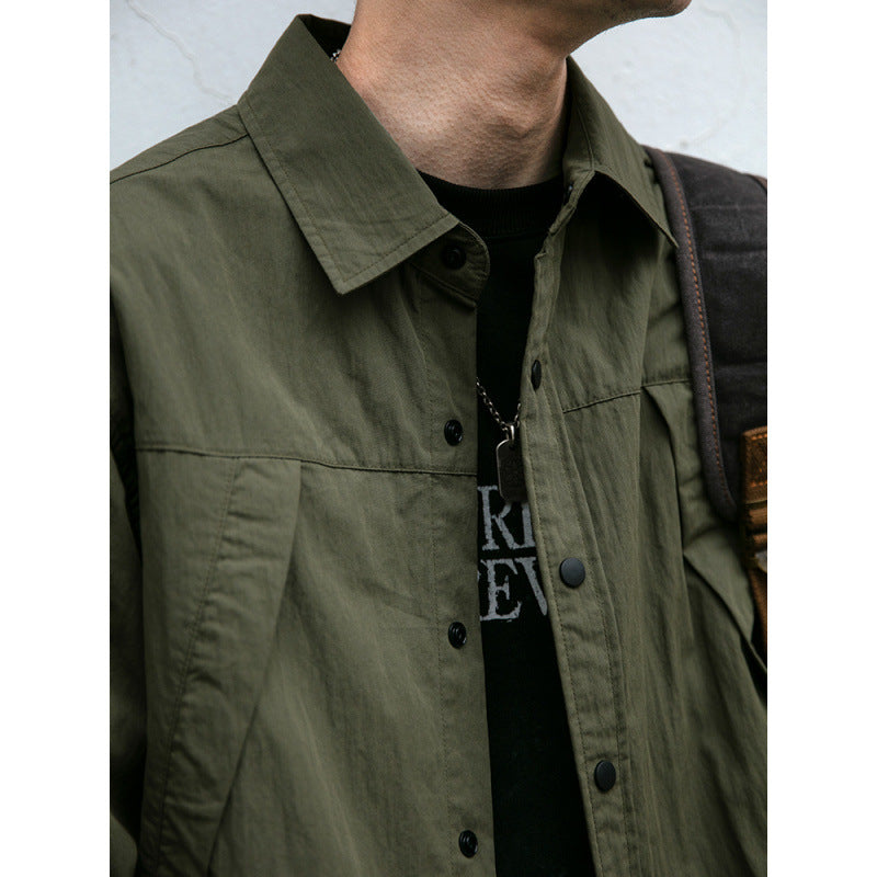 Men's Technical Field Overshirt in Utility Look with Press-Stud Placket and Boxy Fit Mune Fashion