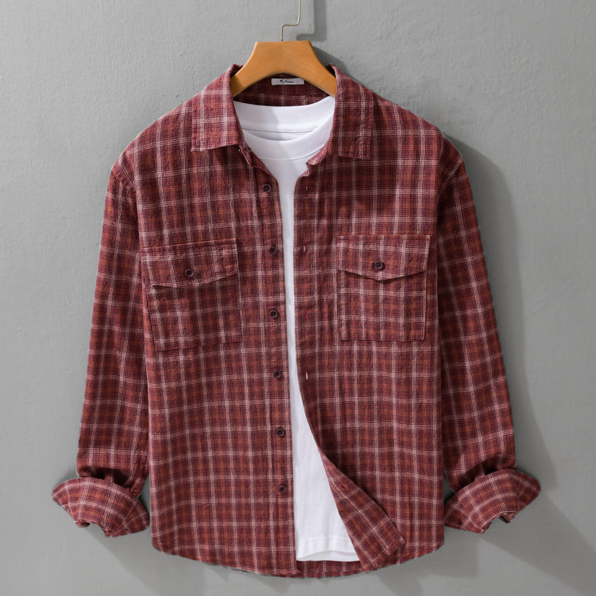 Men's Soft Brushed Check Shirt in Shirt Jacket Cut with Flap Pockets Mune Fashion