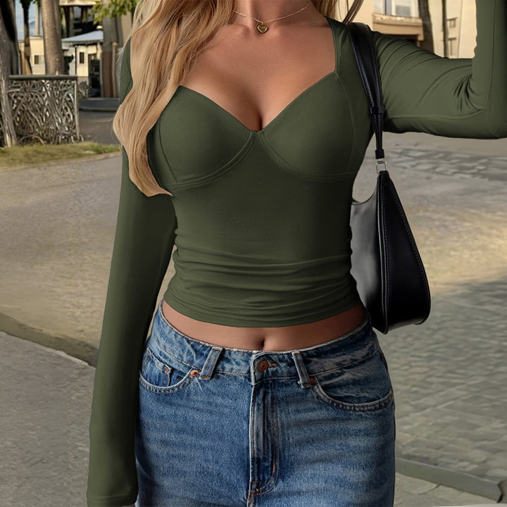 Women's fitted long-sleeve crop top with integrated bustier, ironing and shaping fit Mune Fashion