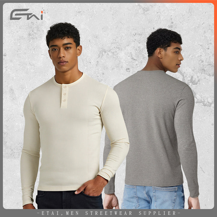 Women's Long-Sleeved Thermal Henley Shirt Mune Fashion