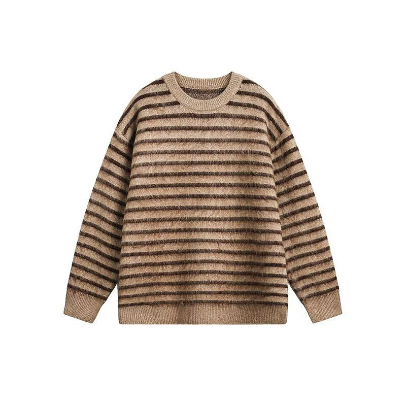 Women's chunky knit sweater with textured stripe pattern Mune Fashion