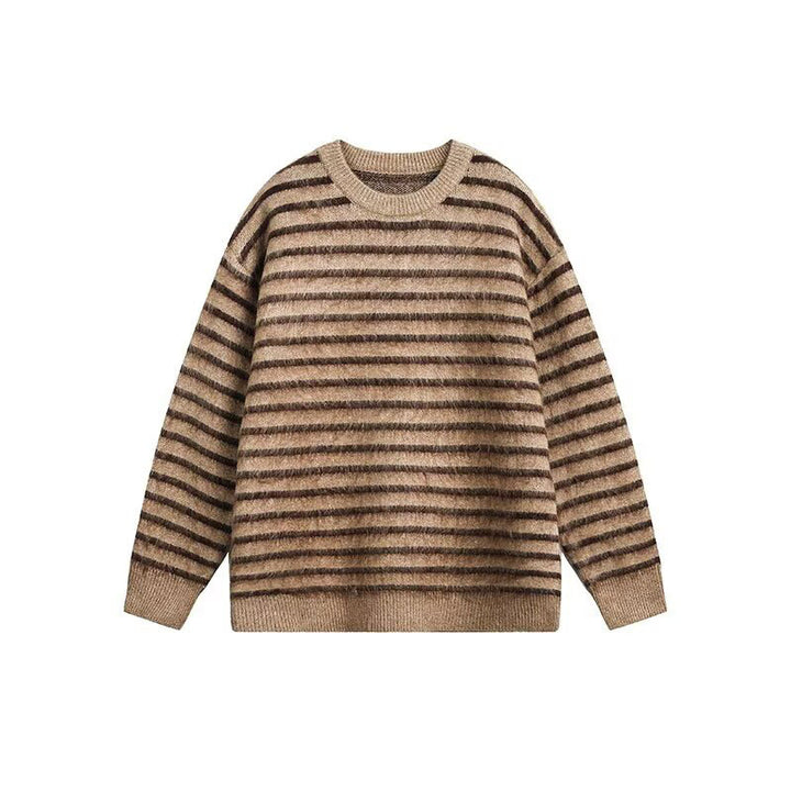 Women's chunky knit sweater with textured stripe pattern Mune Fashion