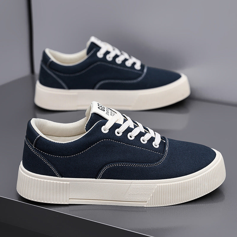Unisex Light Canvas Low-Top Sneakers with Thick Platform Rubber Sole Mune Fashion