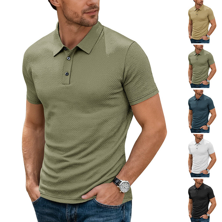 Men's nano structured micro jacquard polo shirt with slim fit and elastic comfort stretch Mune Fashion
