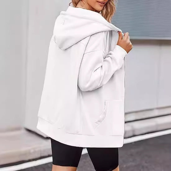 Women's oversized zip hoodie with contrasting zipper, double-layered hood and kangaroo pocket Mune Fashion