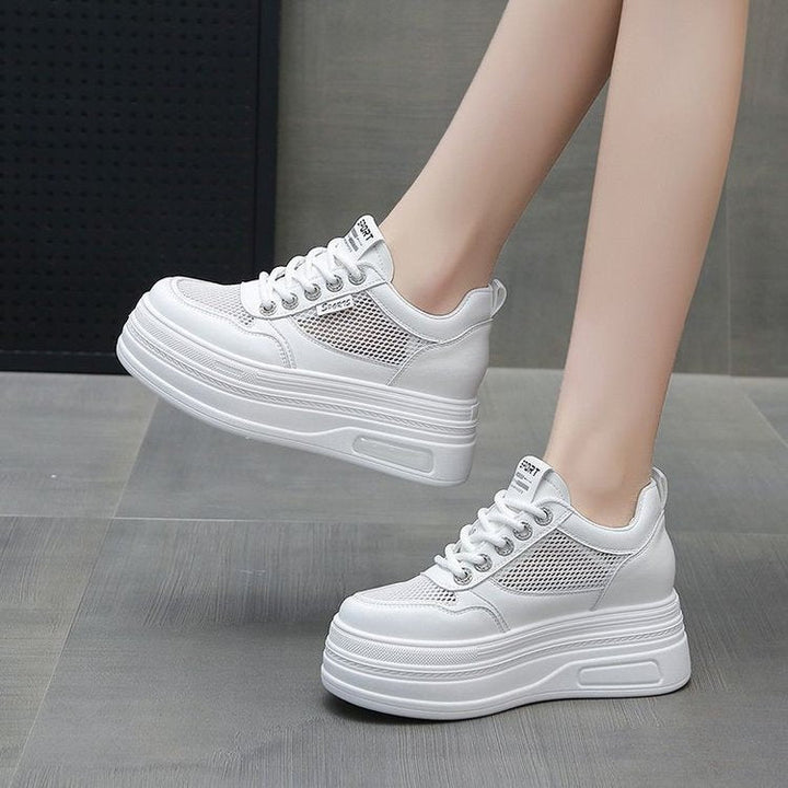 Women's Sporty Platform Sneakers with Breathable Mesh Upper and Shock-Absorbing Sole Mune Fashion