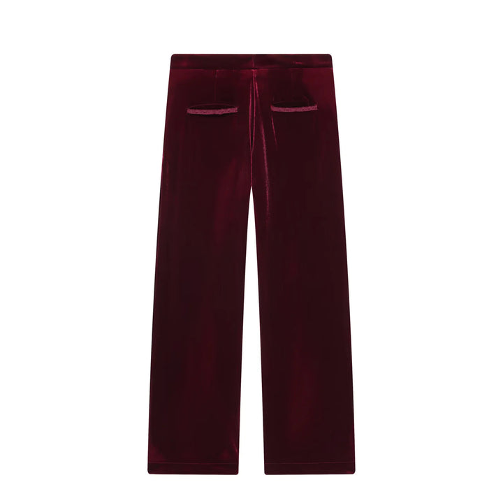 Women wide velvet pants with high waist, straight leg and side pockets Mune Fashion