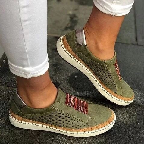 Women's perforated slip-on sneakers with elastic insert and cork-look platform Mune Fashion