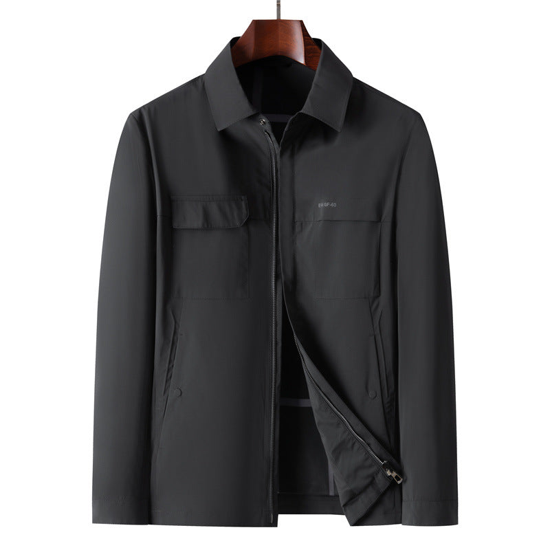 Men's Lightweight Water-Repellent Zip Transitional Jacket with Shirt Collar and Chest Pockets Mune Fashion
