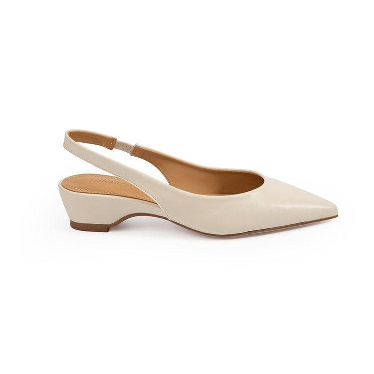 Ladies Minimalist pointed ballerina pumps with small wedge heel and ergonomic footbed Mune Fashion