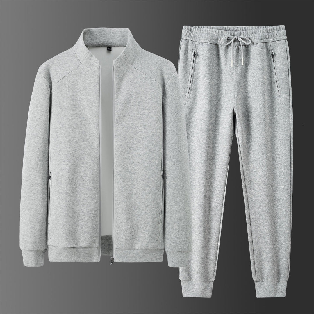 Men's two-piece minimalist jogging set with stand-up collar, two-way zipper & zip pockets Mune Fashion