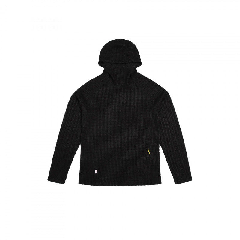 Unisex Textured Hoodie in Boxy Cut made of Waffle Knit with Raglan Sleeves and Patch Pocket Mune Fashion