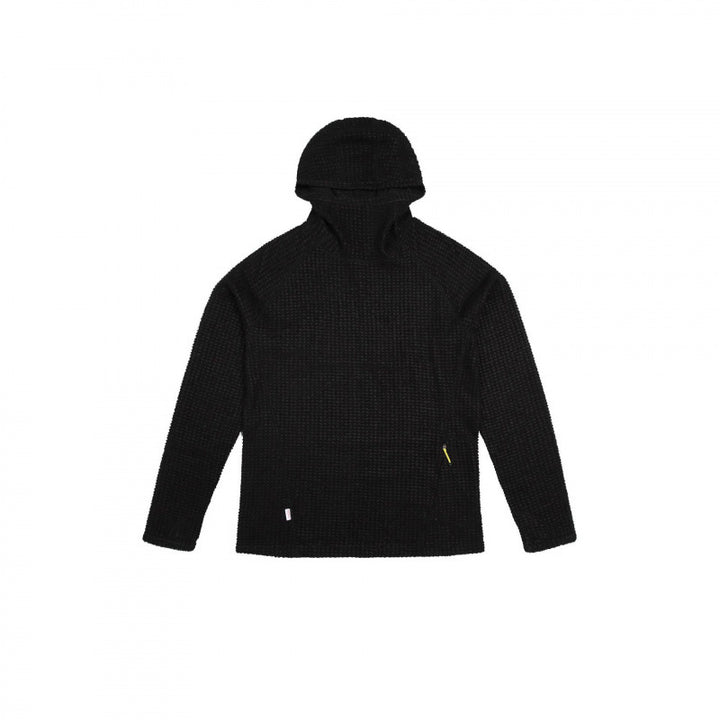 Unisex Textured Hoodie in Boxy Cut made of Waffle Knit with Raglan Sleeves and Patch Pocket Mune Fashion