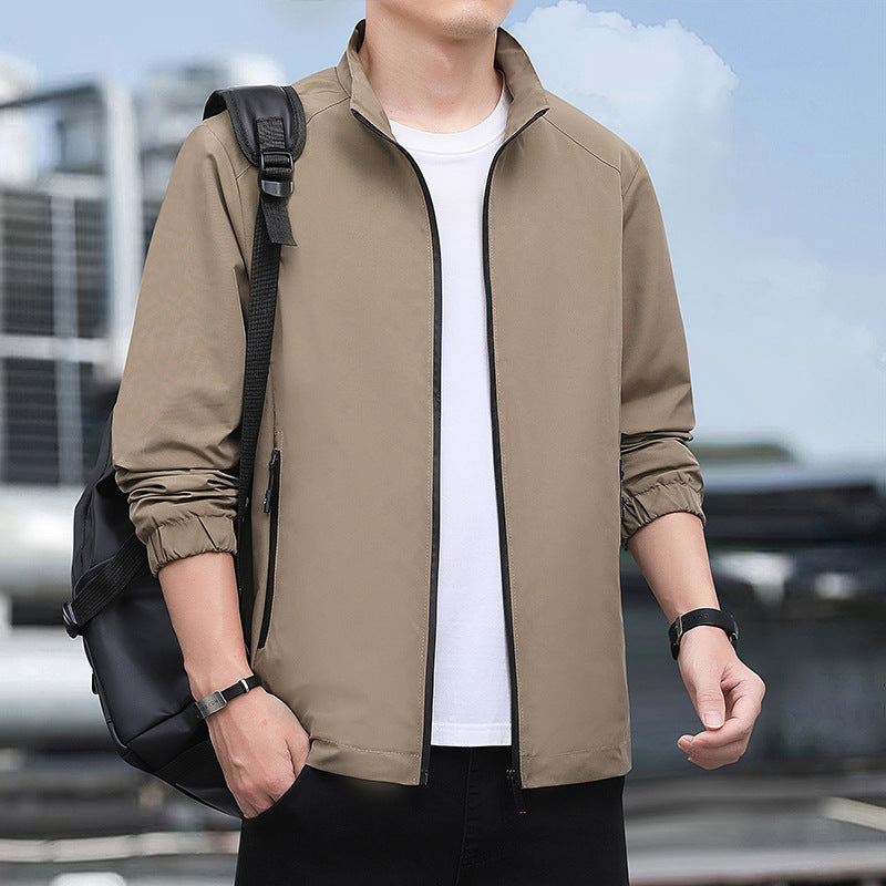 Men's Lightweight Softshell Jacket with Stand-up Collar, Full-Length Zipper and Elastic Cuffs Mune Fashion