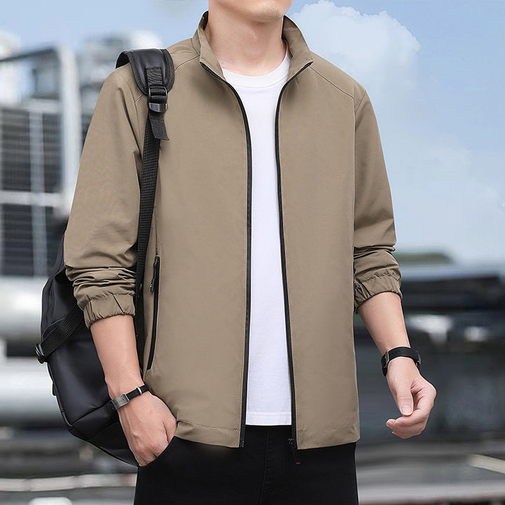 Men's Lightweight Softshell Jacket with Stand-up Collar, Full-Length Zipper and Elastic Cuffs Mune Fashion