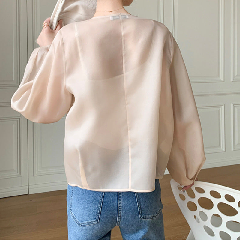 Ladies Transparent Blouse with Puff Sleeves Mune Fashion