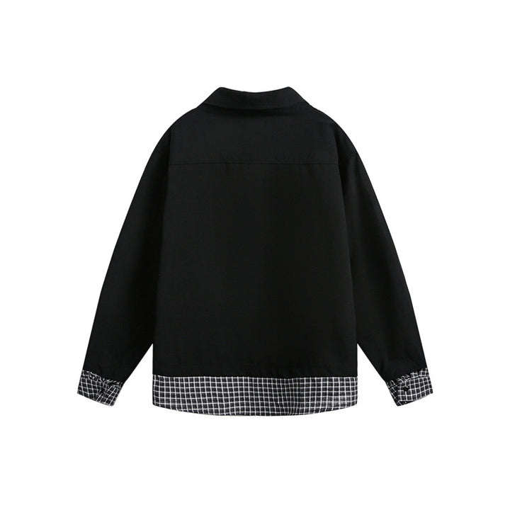 Men's oversized polo with layered look, checkered shirt lining and shirt collar Mune Fashion