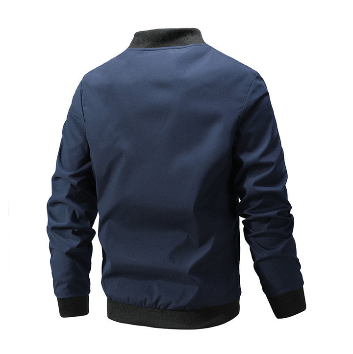 Men's Lightweight Windproof Bomber Jacket with Stand Collar and Ribbed Cuffs Mune Fashion