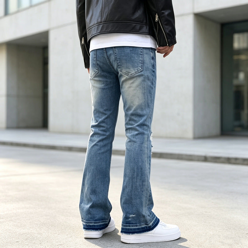 Men's Ripped Slim-Fit Jeans with Fashionable Details Mune Fashion